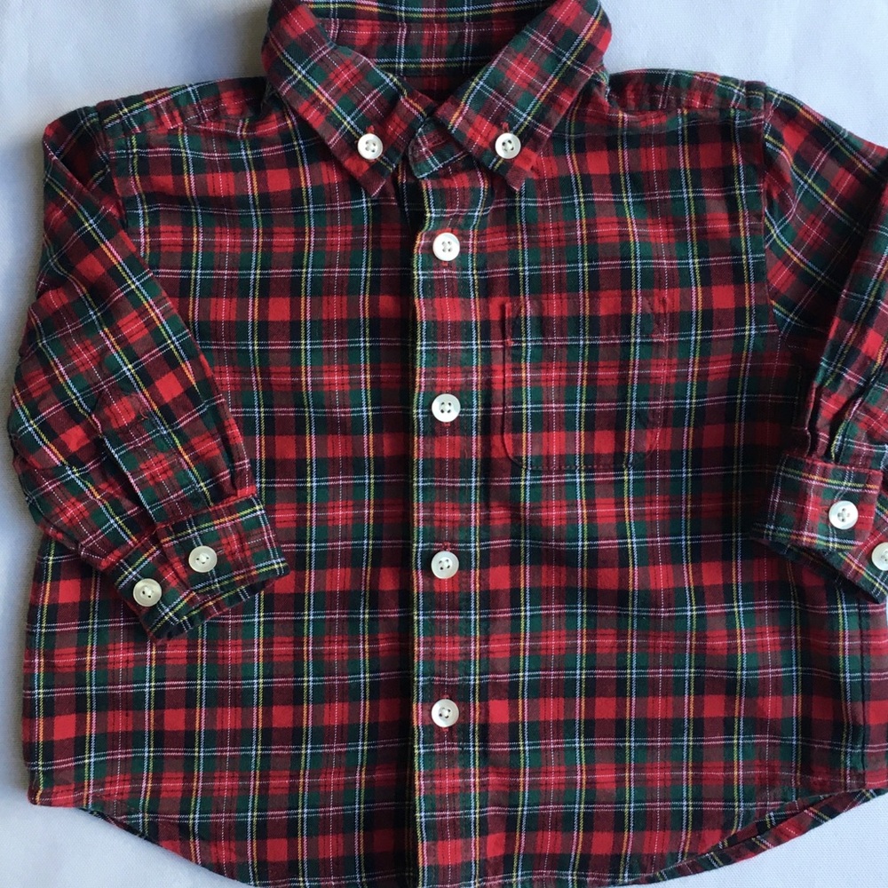 Talbots shirt size 6 months red plaid baby boys